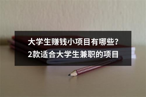 大学生赚钱小项目有哪些？2款适合大学生兼职的项目