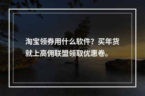 淘宝领券用什么软件？买年货就上高佣联盟领取优惠卷。