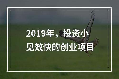 2019年，投资小见效快的创业项目