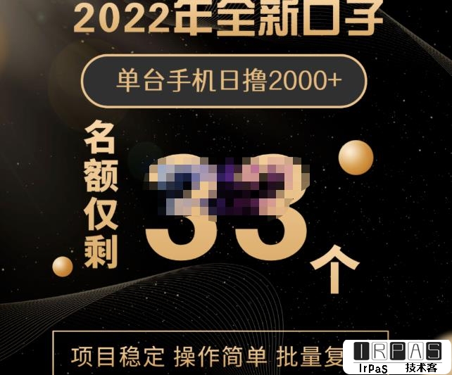 2022年全新口子，手机批量搬砖玩法，一部手机日撸2000 